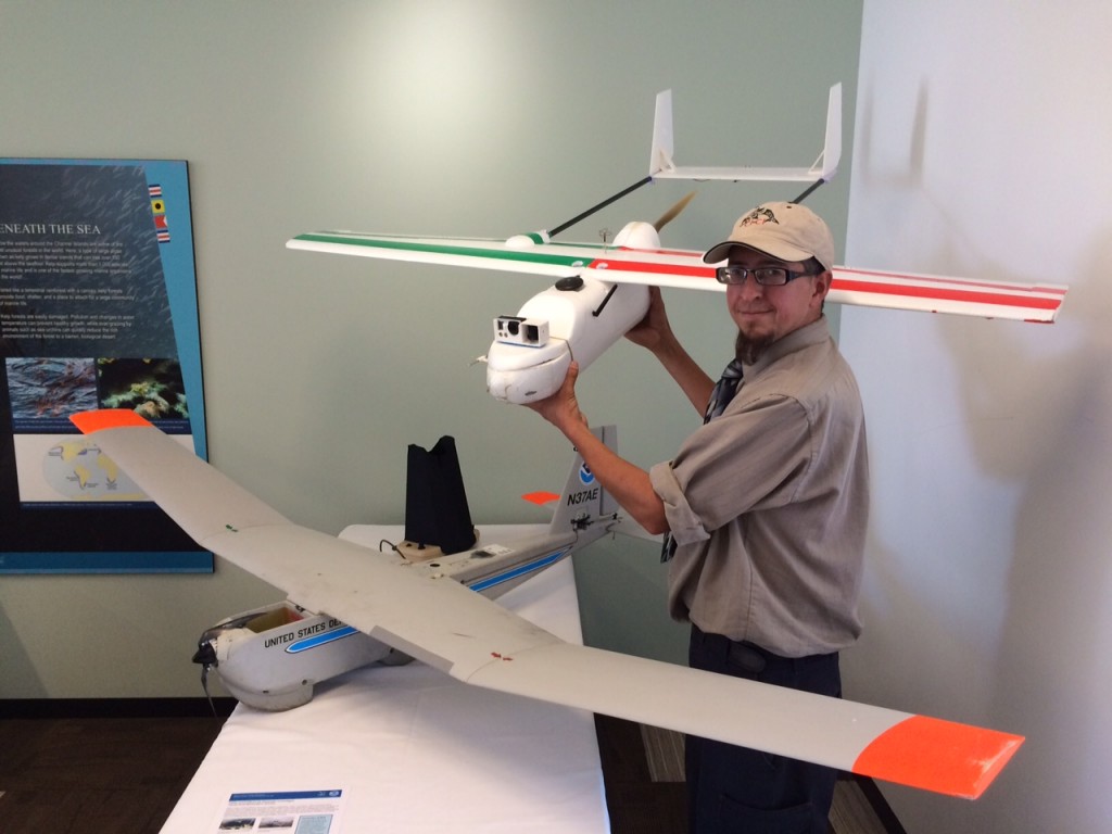 Team leader Paul Spaur had the opportunity to compare his home built mapping fixed wing, the Snowy Plover, to the commercial platform produced by AeroVironment.