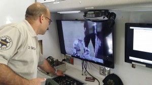 Inside the Sheriff's command vehicle
